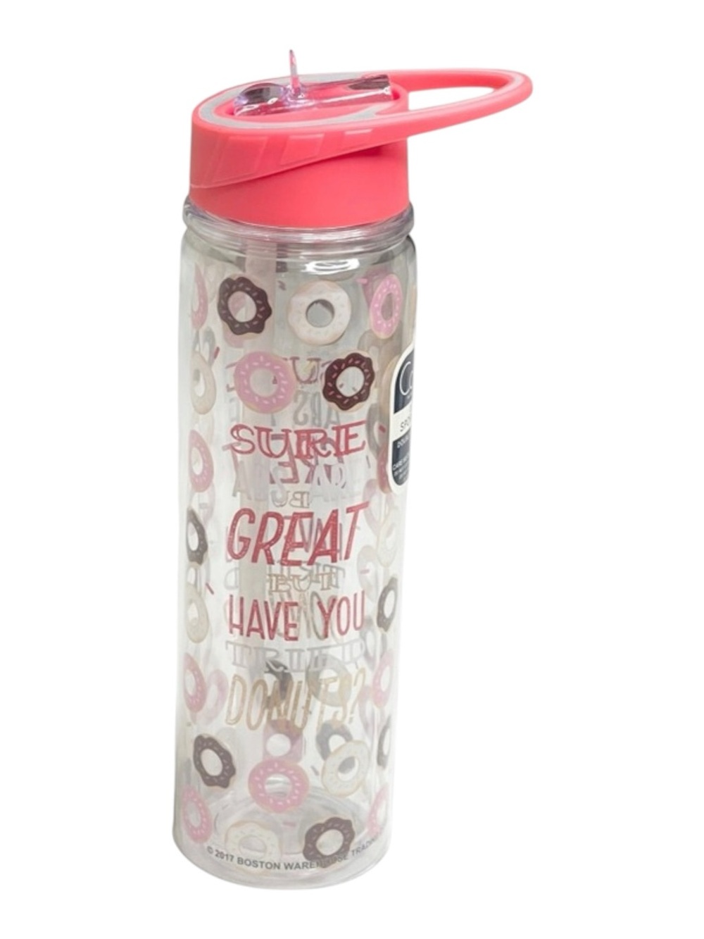 new Boston Warehouse 𖦹 BPA Free Water Bottle 𖦹 Clear Donut Print 𖦹 20 oz 𖦹 - Picture 4 of 16